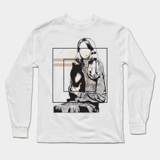 Girl and her cat version 4 Long Sleeve T-Shirt